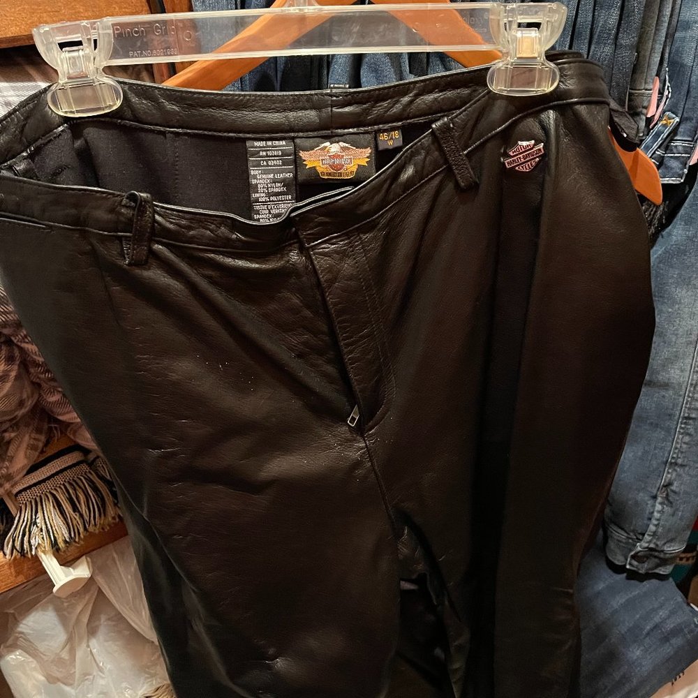 Womens leather and stretch Harley Davidson riding pants